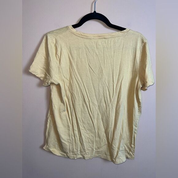 Zara Size Large Golden Yellow Short Sleeve V-Neck Shirt - Picture 4 of 4